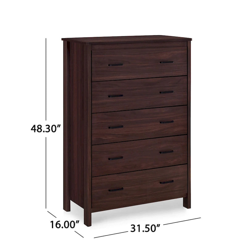 Commode 5 tiroirs, Chêne Sonoma Gris/Noyer