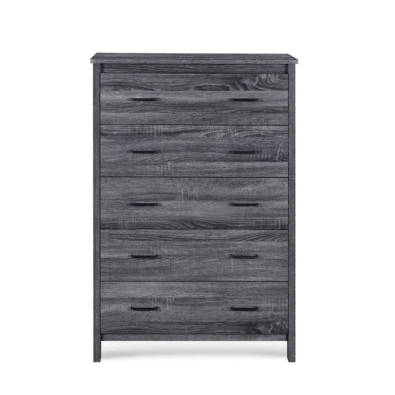 Commode 5 tiroirs, Chêne Sonoma Gris/Noyer
