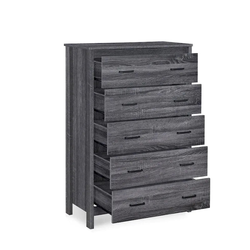 Commode 5 tiroirs, Chêne Sonoma Gris/Noyer