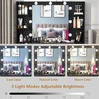 Coiffeuse de Maquillage de 43 po avec Lumière à 3 Couleurs, Station de Charge, Étagères de Rangement, 7 Tiroirs