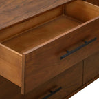 Commode en bois 6 tiroirs Noyer Pacane