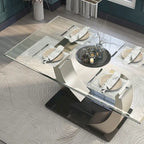 Table à manger moderne Silvertone de 60 pouces avec plateau en verre