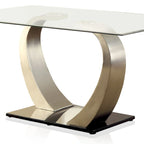 Table à manger moderne Silvertone de 60 pouces avec plateau en verre