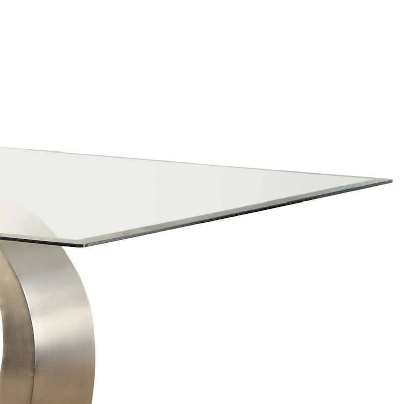 Table à manger moderne Silvertone de 60 pouces avec plateau en verre
