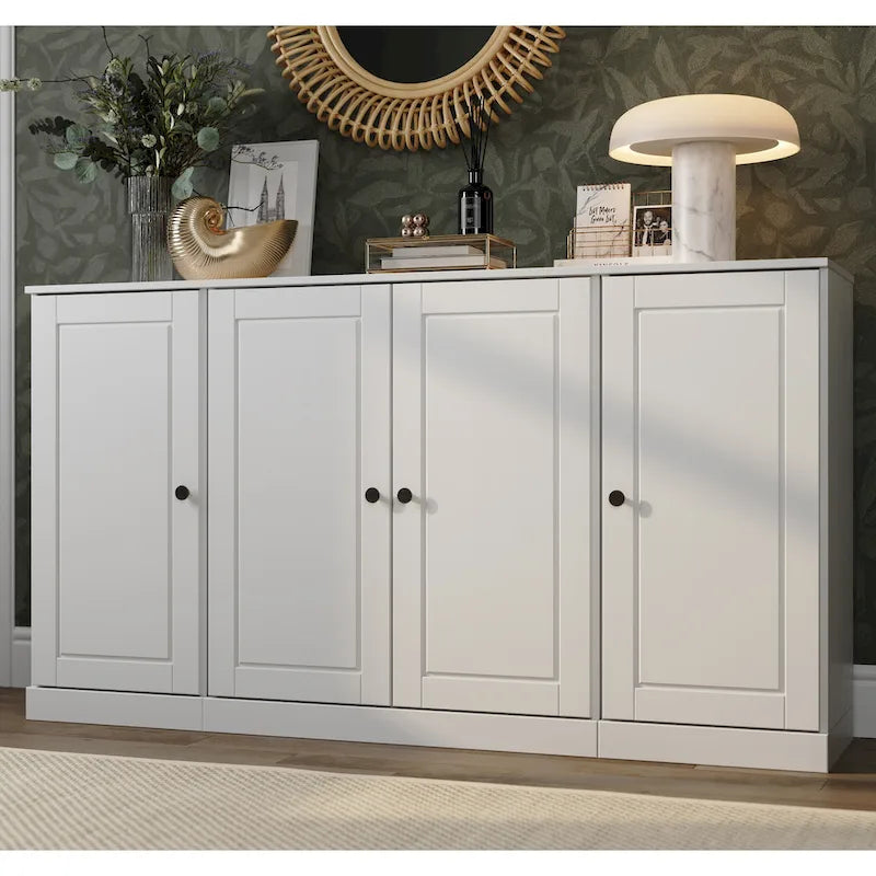 100% Solid Wood 65 Sideboard with Clear, Frosted Glass or Solid Wood Doors by 