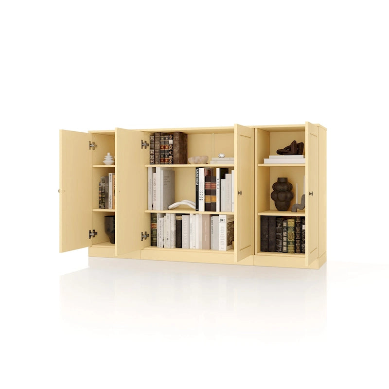 Buffet de 65 po en bois massif à 100 % avec portes en verre transparent, en verre dépoli ou en bois massif par