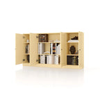 Buffet de 65 po en bois massif à 100 % avec portes en verre transparent, en verre dépoli ou en bois massif par