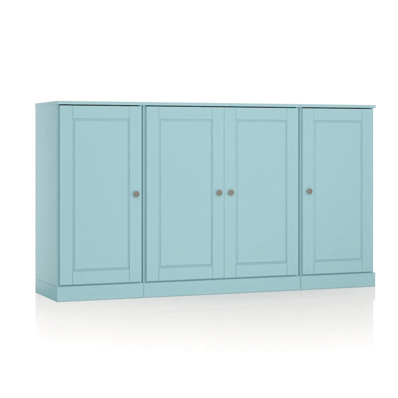 Buffet de 65 po en bois massif à 100 % avec portes en verre transparent, en verre dépoli ou en bois massif par