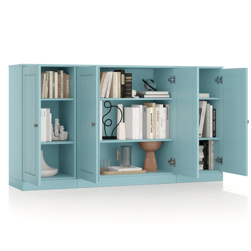 Buffet de 65 po en bois massif à 100 % avec portes en verre transparent, en verre dépoli ou en bois massif par