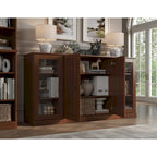 Buffet de 65 po en bois massif à 100 % avec portes en verre transparent, en verre dépoli ou en bois massif par