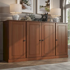 Buffet de 65 po en bois massif à 100 % avec portes en verre transparent, en verre dépoli ou en bois massif par