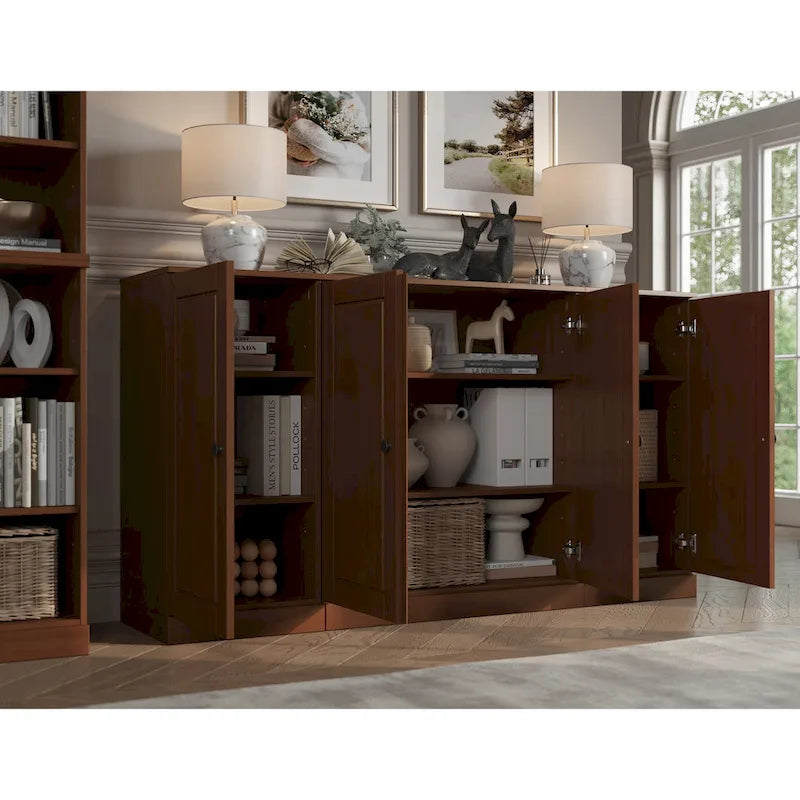 Buffet de 65 po en bois massif à 100 % avec portes en verre transparent, en verre dépoli ou en bois massif par