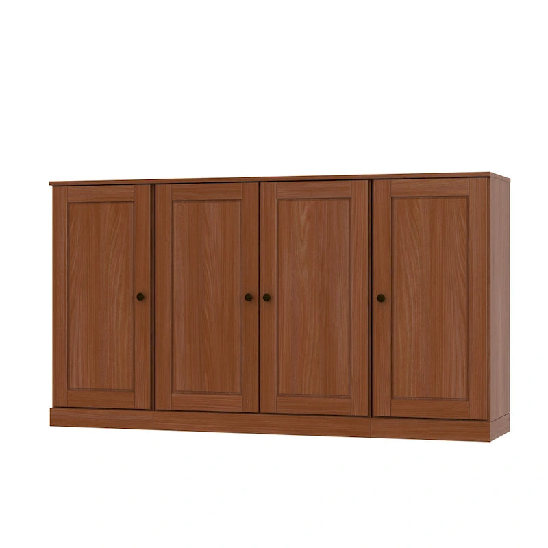 Buffet de 65 po en bois massif à 100 % avec portes en verre transparent, en verre dépoli ou en bois massif par