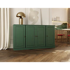 Buffet de 65 po en bois massif à 100 % avec portes en verre transparent, en verre dépoli ou en bois massif par