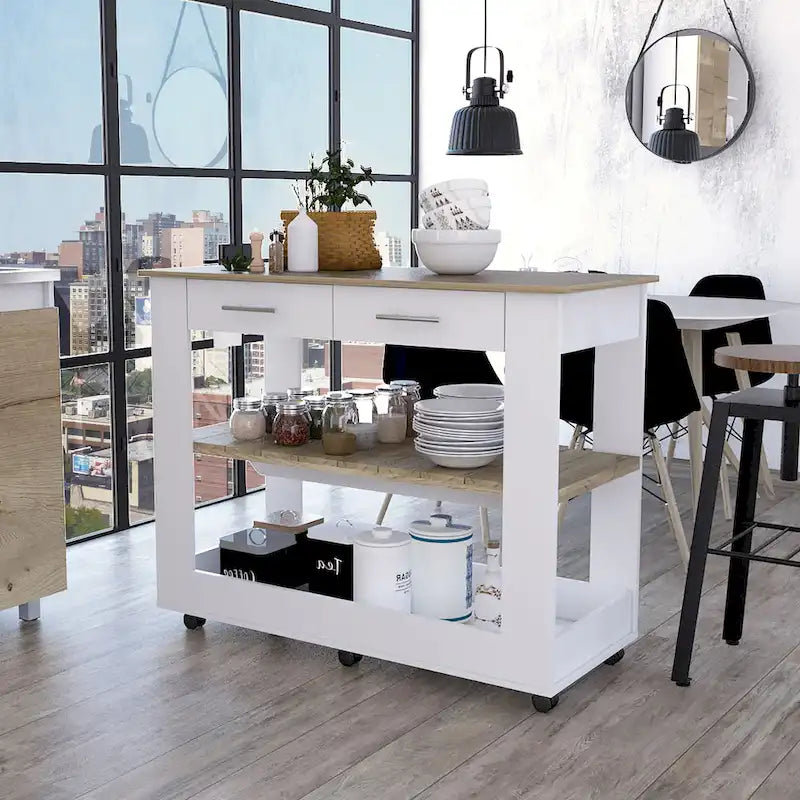  Brooklyn 46 Kitchen Island, Two Shelves, Two Drawers
