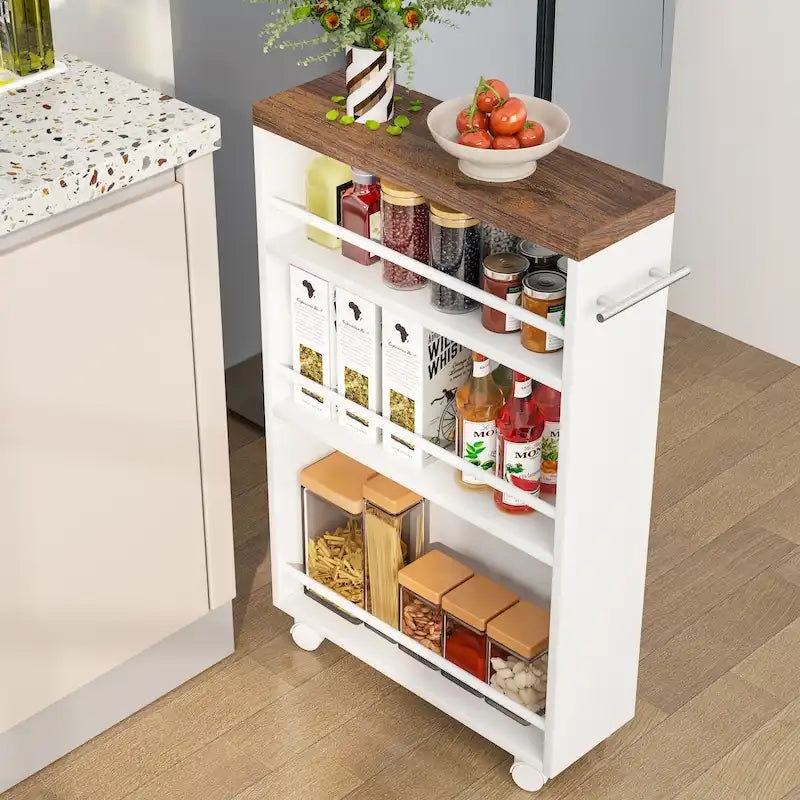 Dessertes étroites à roulettes pour cuisine