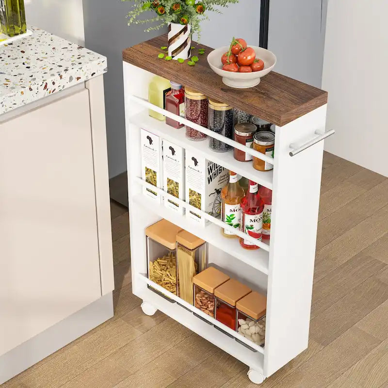 Dessertes étroites à roulettes pour cuisine