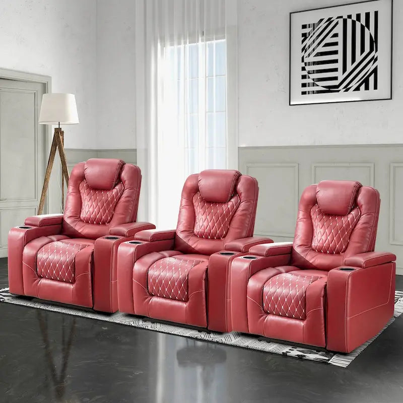 Fauteuil de cinéma maison électrique surdimensionné en cuir PU avec rangement dissimulé dans l'accoudoir