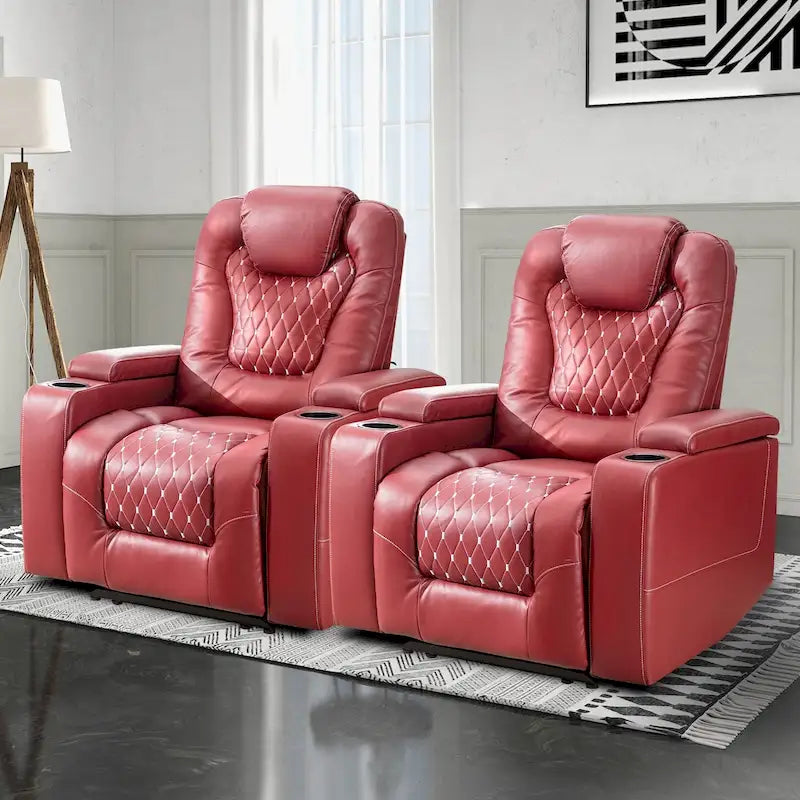 Fauteuil de cinéma maison électrique surdimensionné en cuir PU avec rangement dissimulé dans l'accoudoir