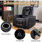 Fauteuil de cinéma maison électrique surdimensionné en cuir PU avec rangement dissimulé dans l'accoudoir