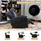 Fauteuil de cinéma maison électrique surdimensionné en cuir PU avec rangement dissimulé dans l'accoudoir