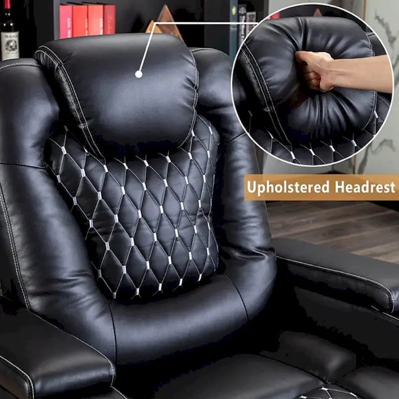 Fauteuil de cinéma maison électrique surdimensionné en cuir PU avec rangement dissimulé dans l'accoudoir