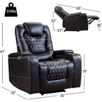 Fauteuil de cinéma maison électrique surdimensionné en cuir PU avec rangement dissimulé dans l'accoudoir