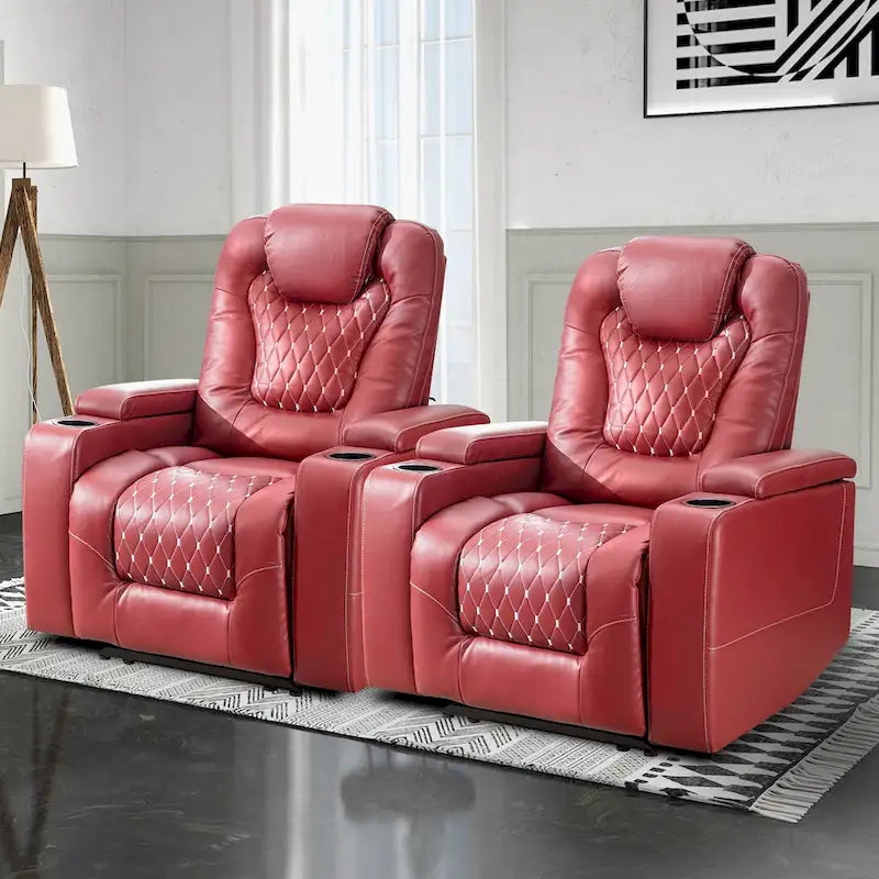 Fauteuil de cinéma maison électrique surdimensionné en cuir PU avec rangement dissimulé dans l'accoudoir