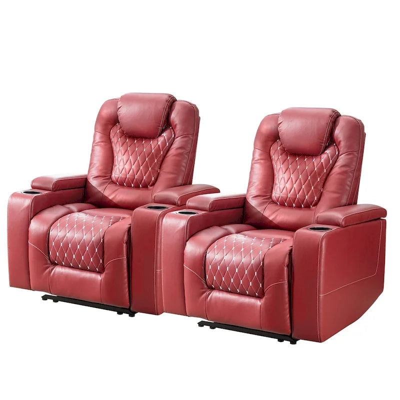 Fauteuil de cinéma maison électrique surdimensionné en cuir PU avec rangement dissimulé dans l'accoudoir