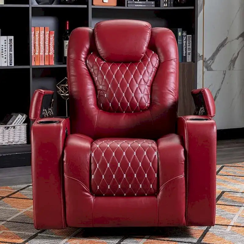 Fauteuil de cinéma maison électrique surdimensionné en cuir PU avec rangement dissimulé dans l'accoudoir