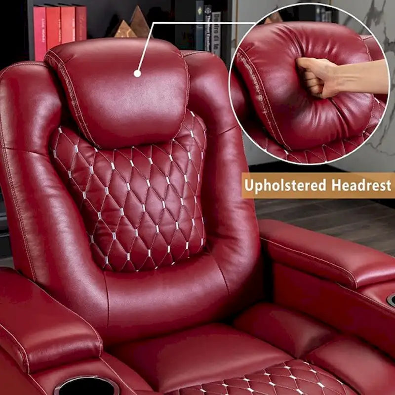 Fauteuil de cinéma maison électrique surdimensionné en cuir PU avec rangement dissimulé dans l'accoudoir