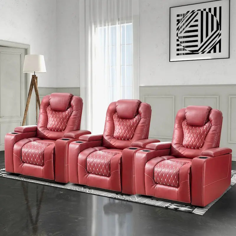 Fauteuil de cinéma maison électrique surdimensionné en cuir PU avec rangement dissimulé dans l'accoudoir