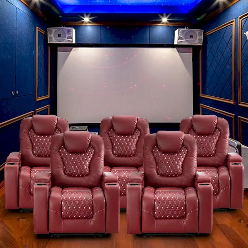 Fauteuil de cinéma maison électrique surdimensionné en cuir PU avec rangement dissimulé dans l'accoudoir
