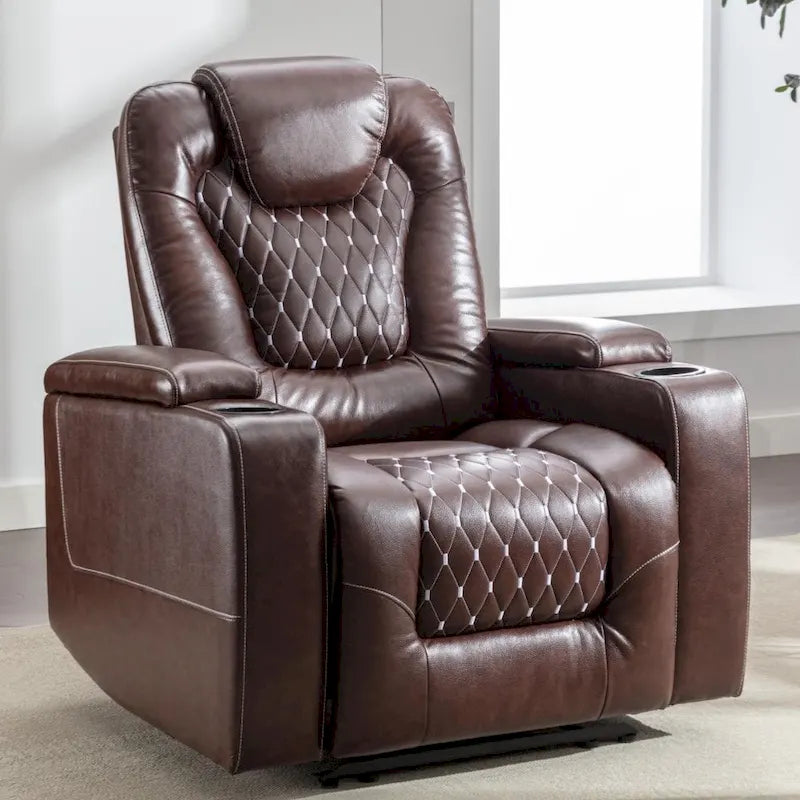 Fauteuil de cinéma maison électrique surdimensionné en cuir PU avec rangement dissimulé dans l'accoudoir