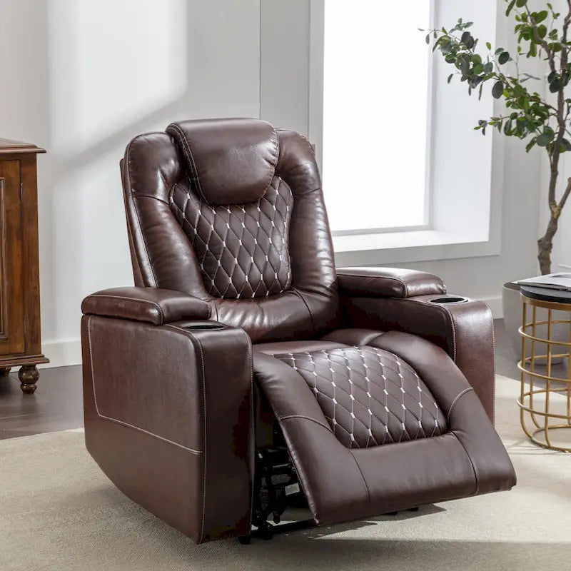 Fauteuil de cinéma maison électrique surdimensionné en cuir PU avec rangement dissimulé dans l'accoudoir
