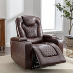 Fauteuil de cinéma maison électrique surdimensionné en cuir PU avec rangement dissimulé dans l'accoudoir