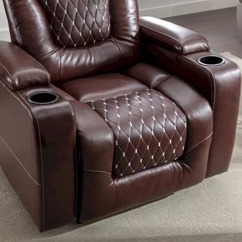 Fauteuil de cinéma maison électrique surdimensionné en cuir PU avec rangement dissimulé dans l'accoudoir