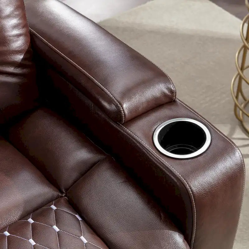 Fauteuil de cinéma maison électrique surdimensionné en cuir PU avec rangement dissimulé dans l'accoudoir