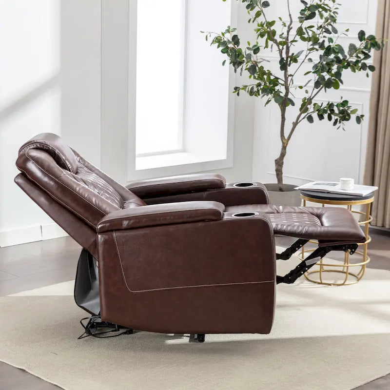 Fauteuil de cinéma maison électrique surdimensionné en cuir PU avec rangement dissimulé dans l'accoudoir