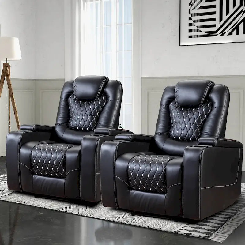 Fauteuil de cinéma maison électrique surdimensionné en cuir PU avec rangement dissimulé dans l'accoudoir