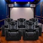 Fauteuil de cinéma maison électrique surdimensionné en cuir PU avec rangement dissimulé dans l'accoudoir