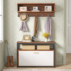 Meuble d'entrée avec porte-manteaux et banc à chaussures, Arbre à chaussures industriel avec porte-manteaux