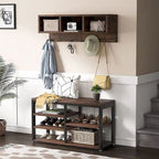 Meuble d'entrée avec porte-manteaux et banc à chaussures, Arbre à chaussures industriel avec porte-manteaux