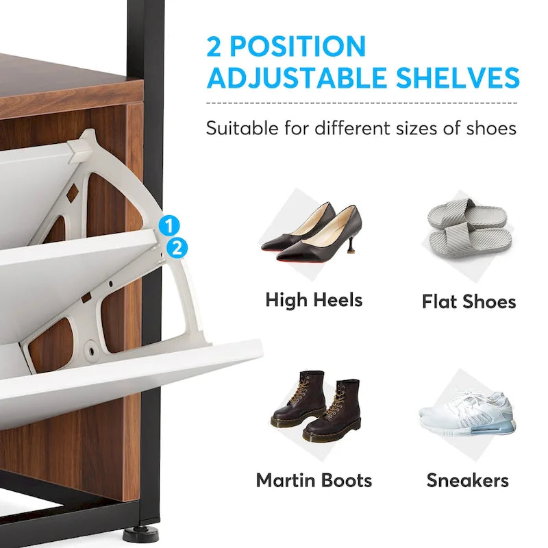 Meuble d'entrée avec porte-manteaux et banc à chaussures, Arbre à chaussures industriel avec porte-manteaux
