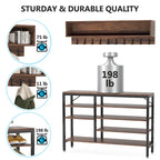 Meuble d'entrée avec porte-manteaux et banc à chaussures, Arbre à chaussures industriel avec porte-manteaux