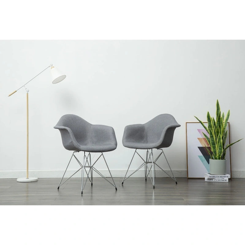 Fauteuils de salle à manger rembourrés avec pieds en métal (Lot de 2)