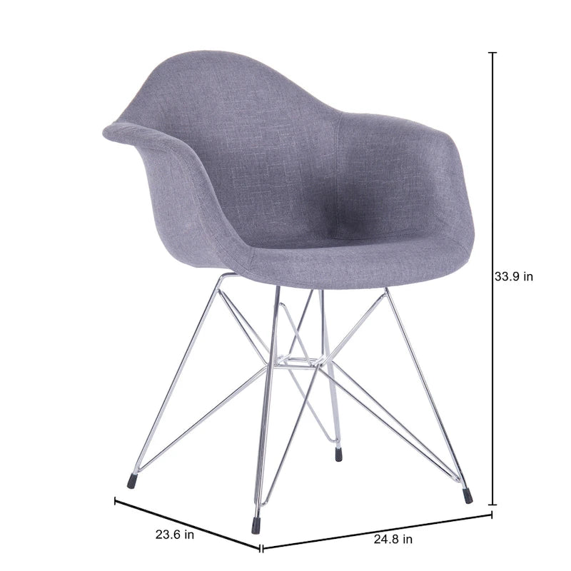 Fauteuils de salle à manger rembourrés avec pieds en métal (Lot de 2)