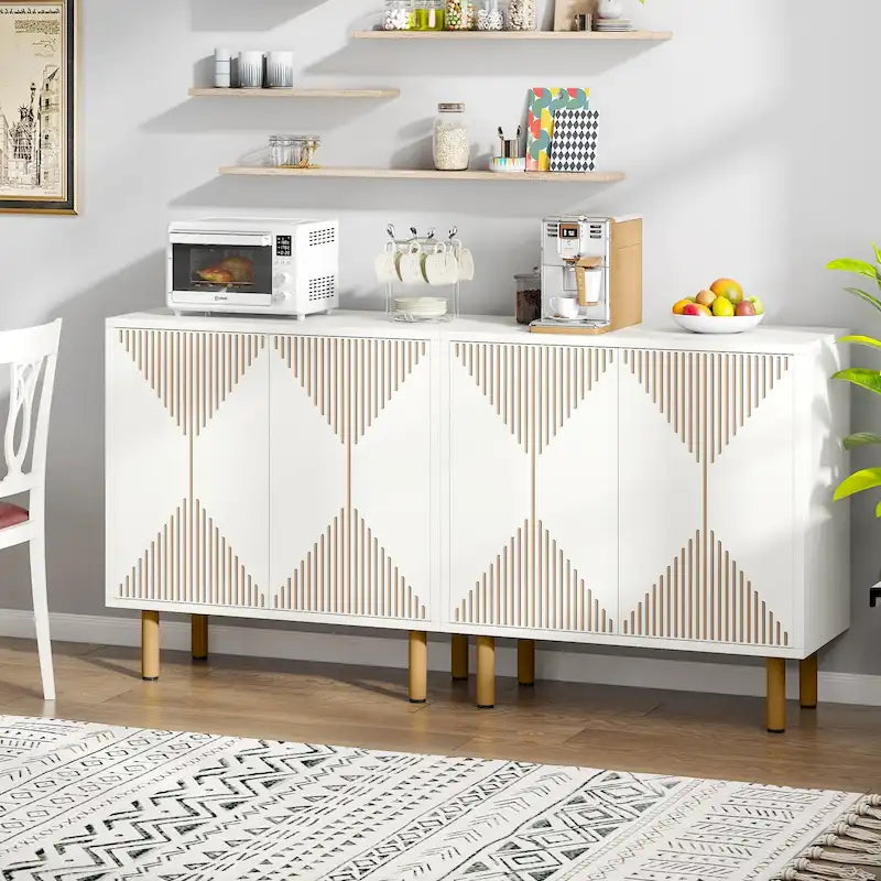 Buffet de rangement blanc de 58 pouces