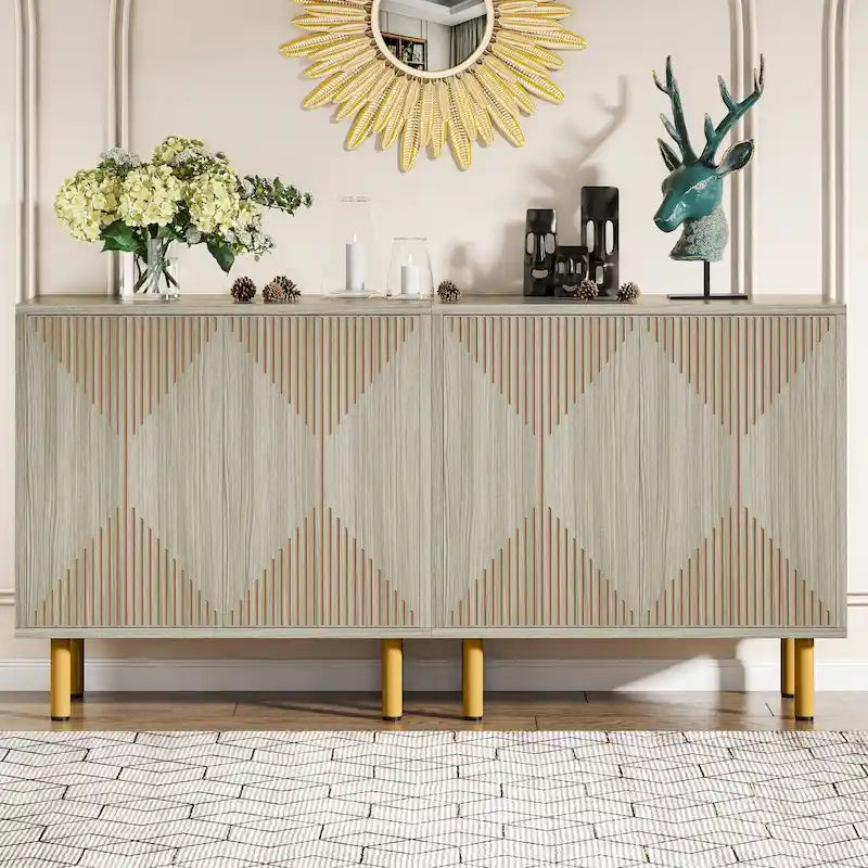 Buffet de rangement blanc de 58 pouces