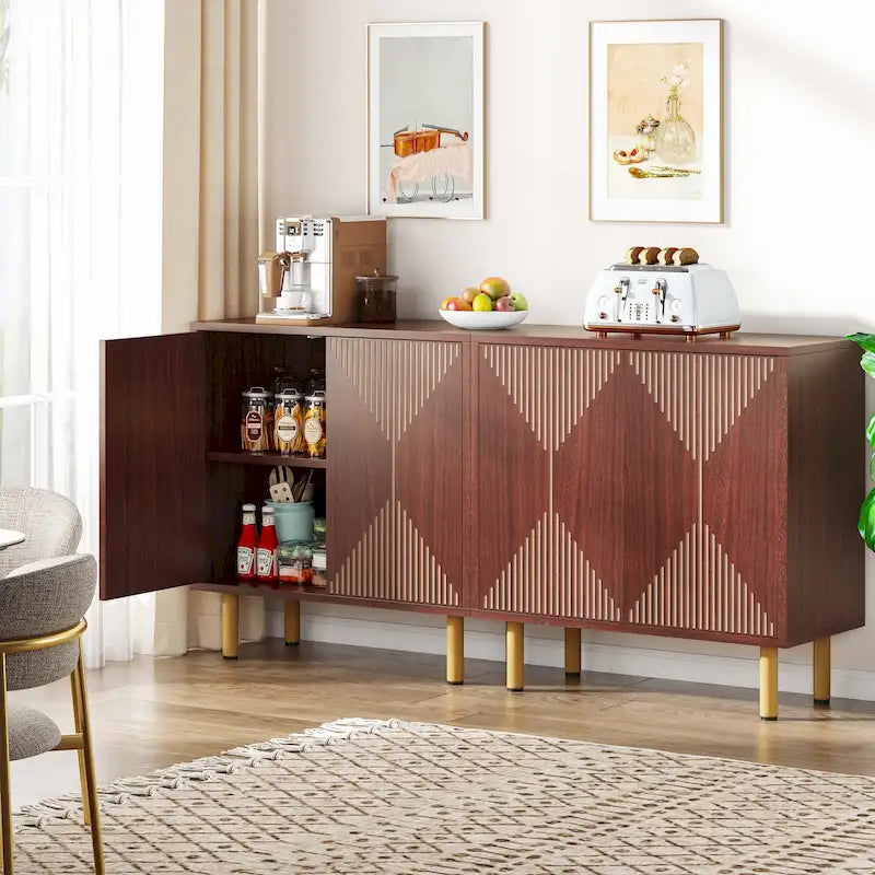 Buffet de rangement blanc de 58 pouces